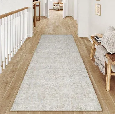 Obrázok produktu pre Uniqoos® Umývateľný, protišmykový koberec – abstraktný dizajn v boho štýle, farby béžovej a sivej, vyrobený z polypropylénu, ľahko sa udržiava, vhodný do obývačky, spálne a kuchyne