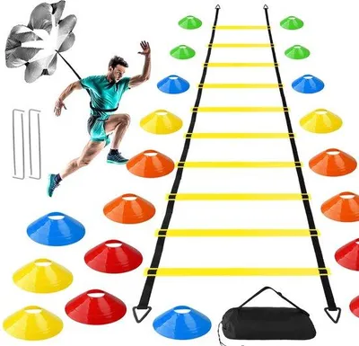 Productafbeelding van UBBOY Trainingsset voor voetbal, beweeglijkheidsladder, 6 m, met parachute, weerstand