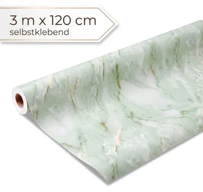 Produktbild von Dalsys Wandverkleidung selbstklebend 120x300cm Marmoroptik Salbeigrün - PVC Wandpaneele auf Rolle, flexible Wandverkleidung Badezimmer wasserfest, 2,3mm Materialstärke, Spritzschutz Küchenrückwand