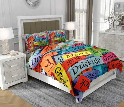 Produktbild von Bettwäsche 200x220 cm + 2x70x80 cm, 3-teilig, 100% Baumwolle, Satin, Reißverschluss, abstrakt, Bunt - SOVIO | So.0110