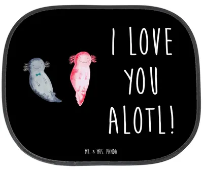 Produktbild von Mr. & Mrs. Panda Sonnenschutz Auto Axolotl Liebe - Schwarz - Geschenk, Seitenscheibe, für Frauen, Partner, Sonnenblende, Fürs, Autoscheiben, Mitbringsel, Freundin