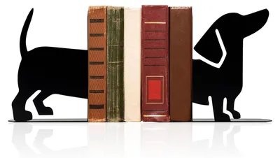 Image de Support de livres en forme de teckel, lot de 2, pour bibliothèque