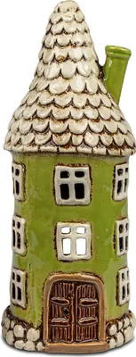 Produktbild von formano Windlicht Haus 12 x32 cm Steinzeug Handbemalt Teelicht Haus Deko Laterne