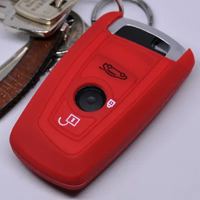 Produktbild von Auto Schlüssel Hülle Silikon Schutz Cover Rot kompatibel mit BMW F20 F13 F30 F31 F32 F33 F22 1er 2er 3er 4er F10 F25 F07 F11 3 Tasten KEYLESS SMARTKEY