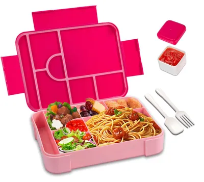 Bento-Lunchbox 1330 ml, 7 Fächer, BPA-frei, luftdicht, pink