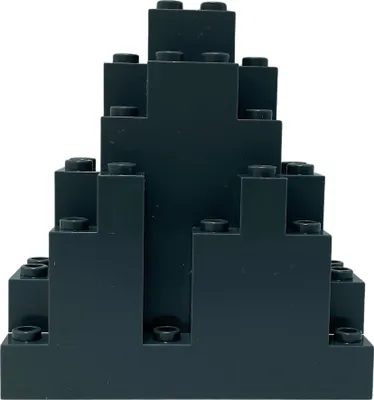 A dark gray LEGO rock piece is shown against a white background.