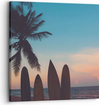 Produktbild von Bild auf Leinwand - Leinwandbild - Strand Meer Palme - 30x30cm - Wand Bild - Wanddeko - Wandbilder - Leinwanddruck - Bilder - Kunstdruck - Wanddekoration - Leinwand bilder - Wandkunst - AC30x30-4080