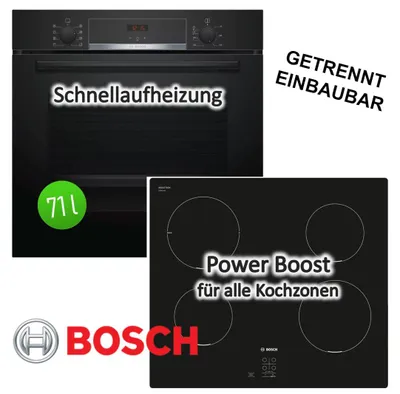 Produktbild von Herdset BOSCH Backofen mit Induktionskochfeld schwarz - autark, 60 cm