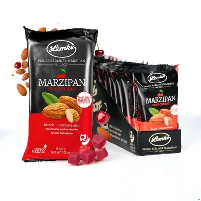 Produktbild von Lemke Very Cherry Marzipan, 14 x 200g/ Marzipan mit Kirschgeschmack- Vegan- Backmarzipan