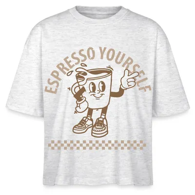 Produktbild von Spreadshirt Espresso Yourself Lustiges Coffee Lover Boxy Shirt Damen, M, Weiß meliert