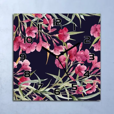 Produktbild von Wanduhr Echt-Glas-Küchenuhr Dunkle Gartenblumen Quarz 30x30 Deko Bilder