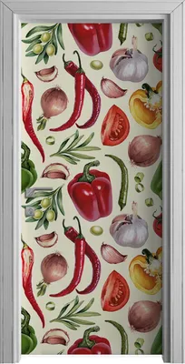 Produktbild von Tür Selbstklebende 90x210 cm Türfolie Türtapete Klebefolie - Illustrationen von Gemüse