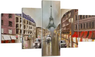 Produktbild von Bild auf Leinwand - Leinwandbild - Paris Turm Straße - 125x70cm - Wand Bild - Wanddeko - Wandbilder - Leinwanddruck - Bilder - Kunstdruck - Wanddekoration - Leinwand bilder - Wandkunst - EA125x70-3431