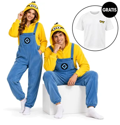 Obrázek produktu pro Onesie Kigurumi Pyžamo Minion Převlek Kostým M: 155-165cm + Oversize tričko M