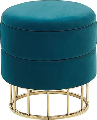 Zdjęcie produktu dla BELIANI Puf ze schowkiem lazurowy niebieski złota baza welurowe tapicerowane siedzisko design glamour dodatki do salonu