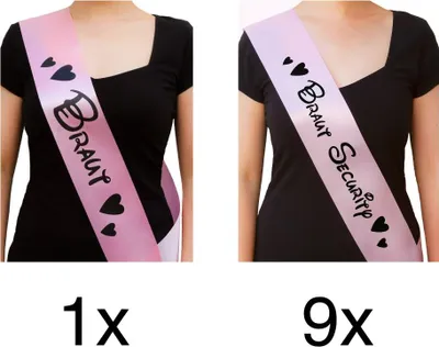 Produktbild von Oblique Unique Schärpe Braut + Braut Security Set JGA Hen Party Bride to be Herz rosa