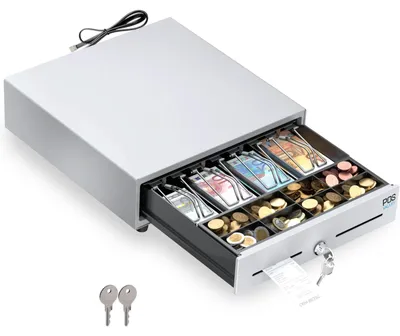 Immagine prodotto di Cassetto portamonete registratore di cassa - Cassetto per cassa RJ12 - 33 x 33 cm - 4 banconote - 8 monete