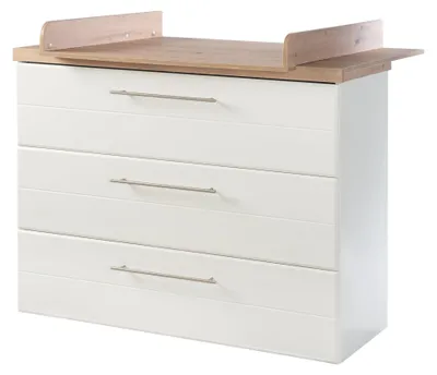 Produktbild von roba Wickelkommode 'Nele' breit, inkl. Wickelansatz, weiß, Kranz in 'Artisan Eiche', Wickelhöhe 93 cm