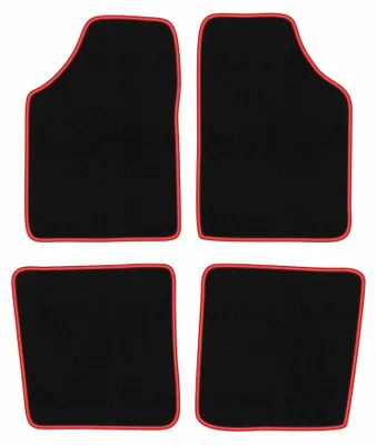 Zdjęcie produktu dla Dywaniki samochodowe welurowe CARLUX-RED do: Renault Kangoo I (1997-2008, kombivan) czarne z czerwonym obszyciem, z mocowaniami