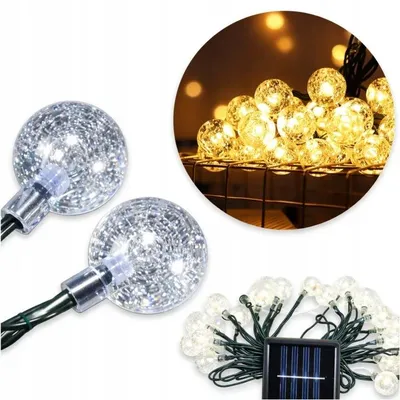 Produktbild von Solar Lichterkette Außen Garten 100 LED Kugeln 12m – Warmweißes Licht – 8 Modi & Dämmerungssensor – IP65 Wasserdicht – Dekorative Girlande für Balkon