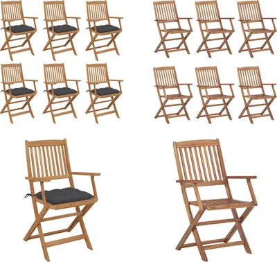 Immagine prodotto di vidaXL Sedie da giardino pieghevoli 6 pezzi con cuscino in legno massiccio di acacia - sedia da giardino - sedie da giardino - poltrona da giardino - sedia pieghevole