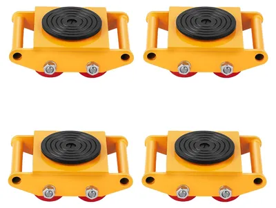 Produktbild von VEVOR Maschinen Skate Dolly, 13.200 LBS/6T Industrie Maschinen Beweger, Schwerlast Kohlenstoffstahl Maschinenbewegungs Skate mit 4 PolyurethanRädern und 360° Drehung rutschfester Kappe für Lager, Werkstatt, Fabrik, 4, 6 T-a