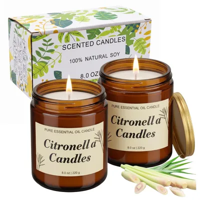 Obrázok produktu pre Citronelové sviečky do exteriéru, sada 2 kusov