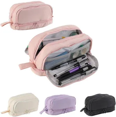 Imagen del producto de Estuche grande Unyqoos® con múltiples compartimentos – Estuche de poliéster para la escuela y la oficina, con capacidad para 30-40 bolígrafos, con cierre de cremallera y asa de transporte