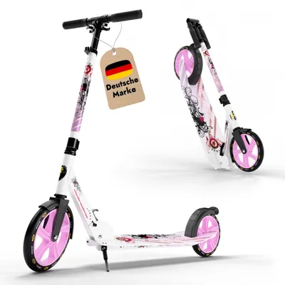 Produktbild von STAR SCOOTER Alu City Tretroller klappbar ab 6 -7 Jahre | 205mm XXL Trittbrett | Weiß & Lila