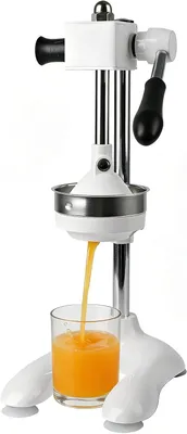 Imagen del producto de Exprimidor manual de cítricos de acero inoxidable, con dos placas de presión, color blanco, para naranjas y limones