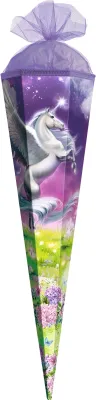 Produktbild von ROTH Geschenk-Schultüte klein Magic Pegasus 50 cm eckig Tüllverschluss Zuckertüte Schulanfang
