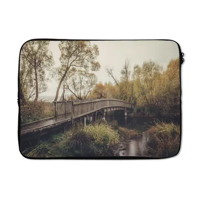 Produktbild von MuchoWow® Laptop Hülle 14 ZollHerbst - Brücke - Bäume Laptoptasche - Laptoptasche - Stoßsicher - Schutzhaube