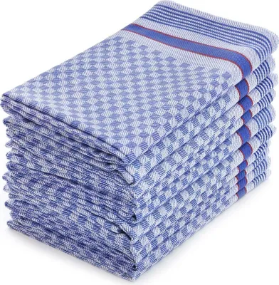 Produktbild von 10er Set Halbzwirn Grubentücher 45x90 cm 100% Baumwolle 105g Küchentücher Spühltuch Geschirrtücher  blau