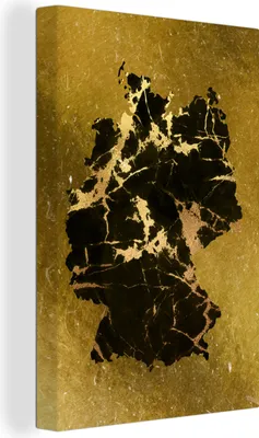 Produktbild von MuchoWow® - Leinwandbilder - Karte - Deutschland - Grün, Wandbild, Wanddeko Bilder Wohnzimmer, 80x120 cm