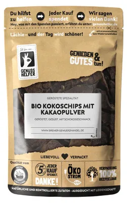Produktbild von Kokoschips mit Kakaopulver, geröstet, 130g