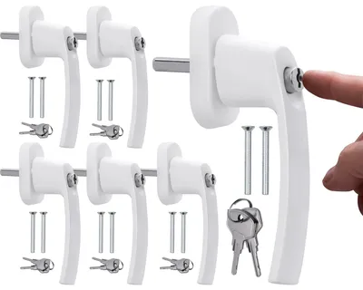 Productafbeelding van Verstelbare raamgrepen (6 stuks), aluminium, wit, met drukknopen