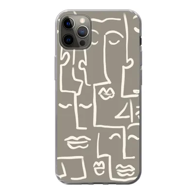 Produktbild von MuchoWow® Handyhülle Schutzhülle Hülle für iPhone 13 Pro Max Gesicht - Kopf - Strichzeichnung Silikon Softcase Handy Hülle - Mobiltelefon