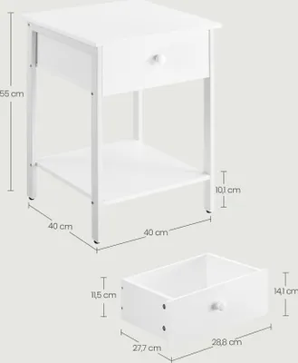 Immagine prodotto di VASAGLE Comodino, tavolino con cassetto e ripiano, bianco opaco