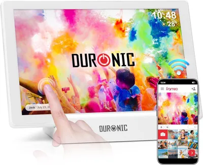 Produktbild von Duronic PF1D WE digitaler Bilderrahmen, Frameo WiFi Bilderrahmen mit 32GB Speicher, Weißer Bilderrahmen mit Dockingstation, 10 Zoll Display und 800 x 1280 IPS Auflösung, Vertikal und Horizontal