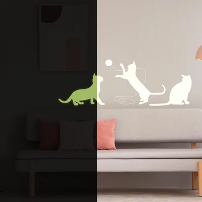 leuchtende Katzensilhouette – Decords Wandtattoo, Produktansicht 1