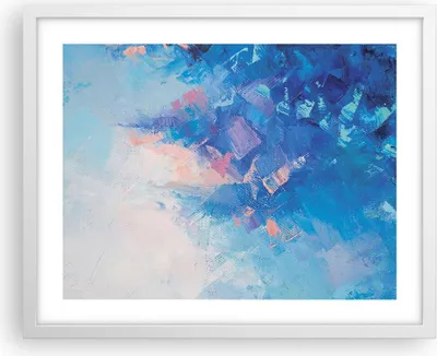 Produktbild von Gerahmtes Poster - Weißer Rahmen - Abstraktion blau gemalt - 50x40 cm - Wand Bild - Wanddeko - Wandbilder - Kunstposter - Wandposter - Bilderrahmen - Bilder - Kunstdruck - P2WAA50x40-4570
