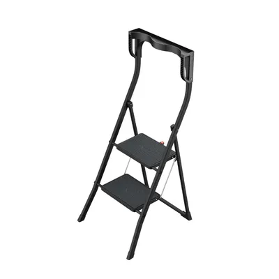 Produktbild von Hailo K77 ComfortLine Klapptritt - 2-stufige Trittleiter aus Stahl mit Sicherheitsbügel und Ablageschale - Arbeitshöhe bis 2,47 m - Schwarz