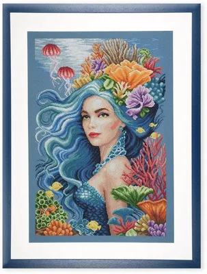 Produktbild von Stichmuster-Set für Kreuzstich, Wandbild "SCHÖNHEIT DES MEERES". Bastelset für Wanddekoration, 47 x 69 cm. Kreuzstich-Set mit Zählvorlage, DIY-Kit, modernes Kreuzstich-Projekt, Geschenkidee für Erwachsene