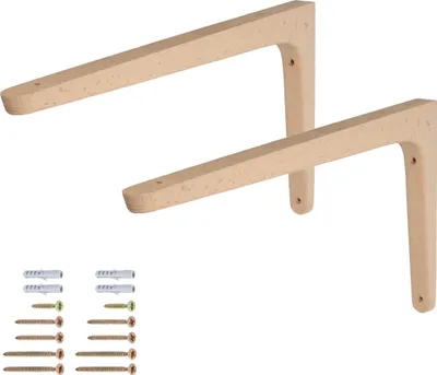 Produktbild von 1 Paar Regalhalter Holzkonsole Buche Holzwinkel Winkelträger Wandkonsole Regalträger 300mm x 200mm