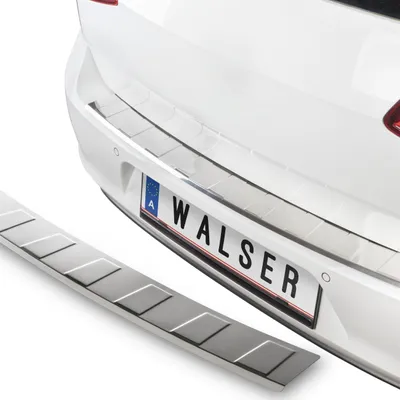 Produktbild von WALSER Premium Ladekantenschutz für Seat Leon ST (5F8) 09/2012-08/2020, 100% maßgeschneiderter Kantenschutz Edelstahl Proguard, Kofferraum Stoßstangenschutz Auto  Europa silber