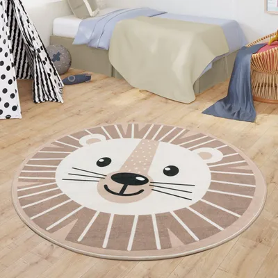 Produktbild von TT Home Teppich Kinderzimmer Kinderteppich Babymatte Für Jungs Und Mädchen Rund Modern Größe 80 cm Rund