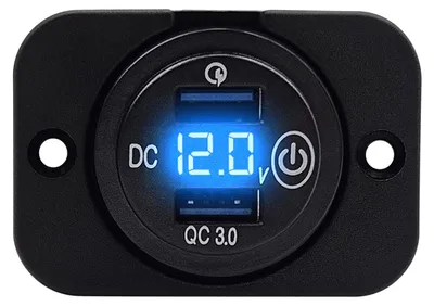 Produktbild von ProRide USB-Autolader, 2 Ports, QC3.0 18W, Voltmeter, Schalter, 12V, IP54