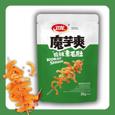 Productafbeelding van Wei Long Konjac Snack – Pittig & Zuur | Pittige en zure konjac snack uit China | 252 g + Hartverpakking voor verzending