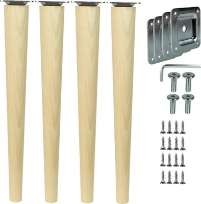 Produktbild von Holzfüße gerade 45cm Holzmöbelfüße Möbelbeine Buche Holz Möbelfüße Schrank Beine Kegel 4 Stück
