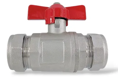Produktbild von Kugelhahn mit Klemmringverschraubung Flügelgriff Kupfer CU Rohr Ø 22 mm